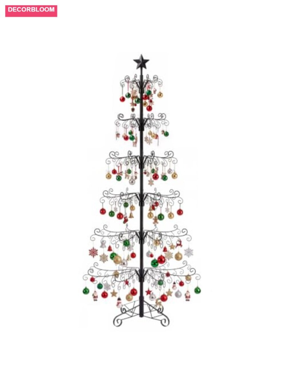 6.5 Ft Metal Ornament Display Tree Stand 240 Hooks Iron Holiday Decor